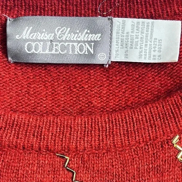 Vintage 80s Glam Marisa Christina Collection Lambswool Sequin Tunic Sweater Sz M - Picture 9 of 11